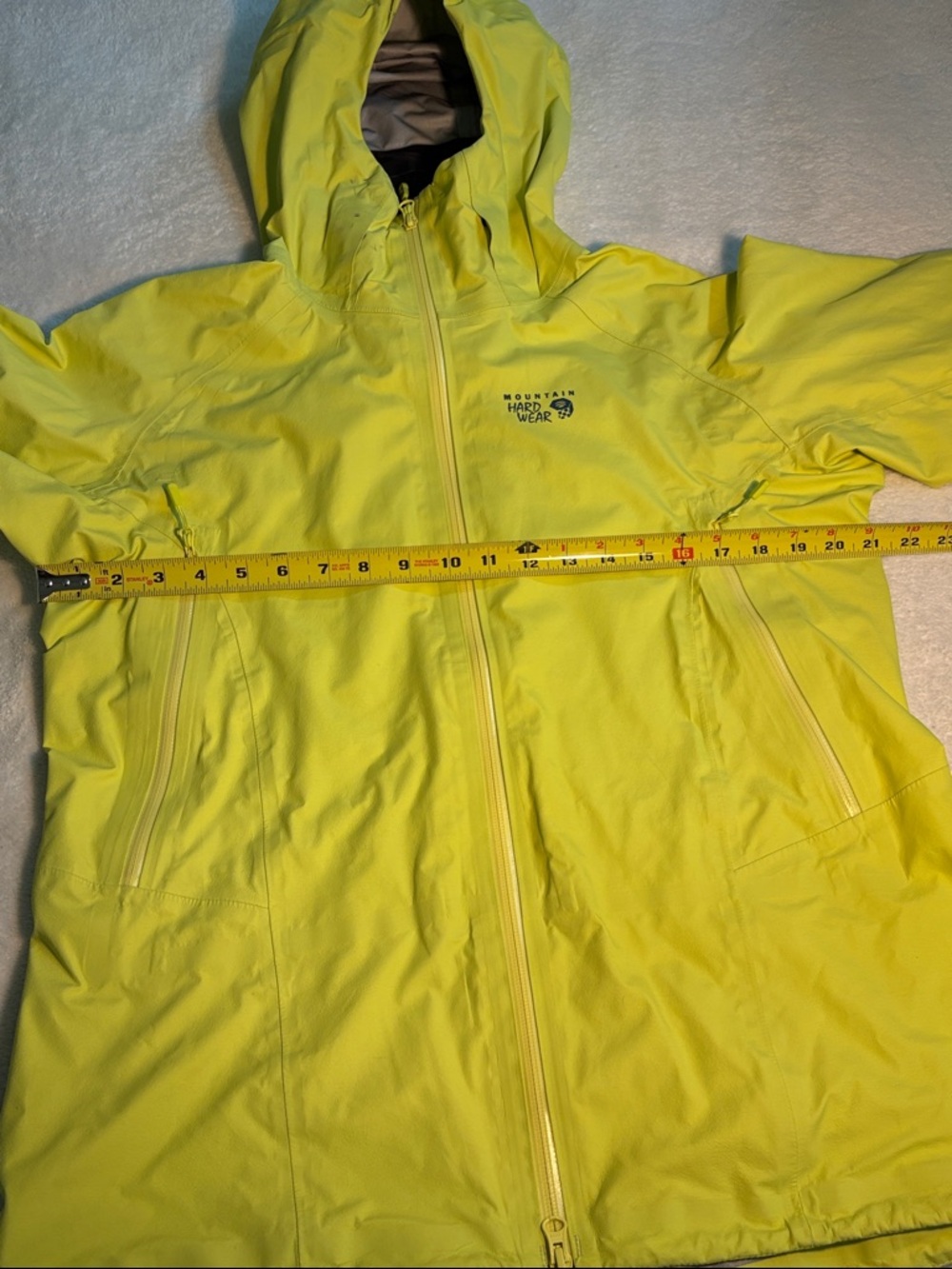 Mountain Hardwear High-Vis Bright Yellow Waterproof Hooded Rain Jacket XL - Picture 3 of 15